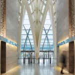 Al Hamra Firdous Tower entrance OVI architectural lighting design
