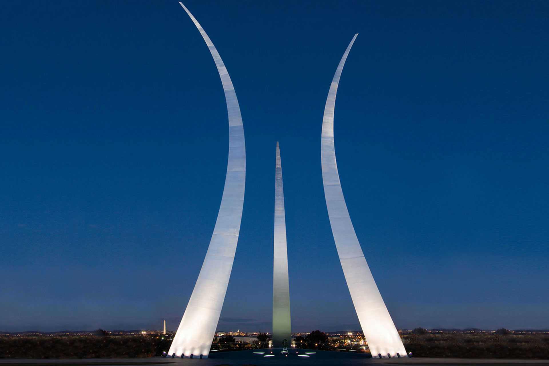 Air Force Memorial night lights architectural design lighting Office For Visual Interaction