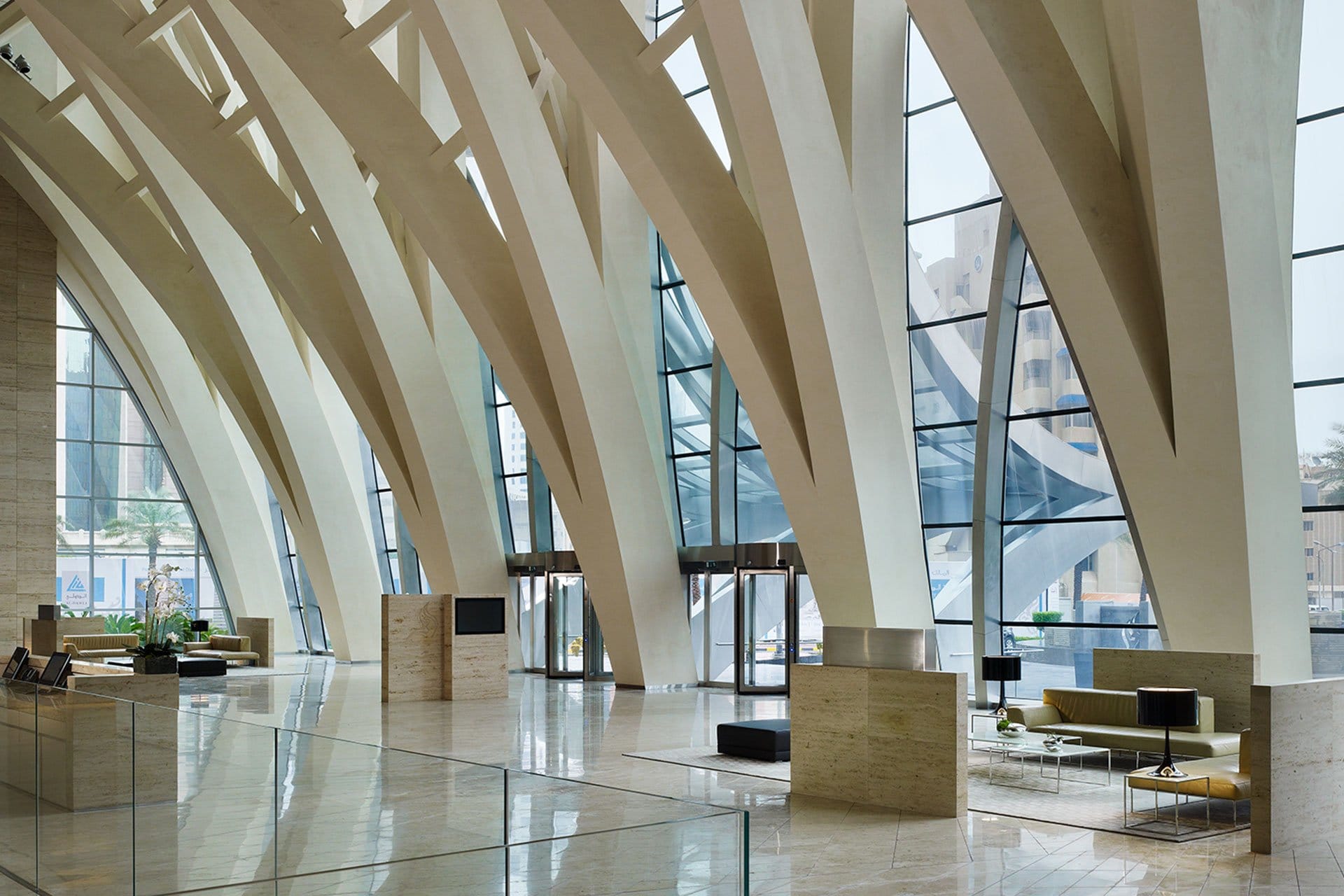 Al Hamra Firdous Tower atrium architectural design lighting Office For Visual Interaction