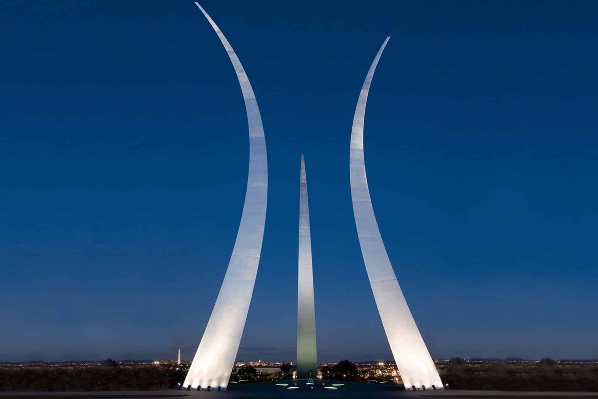 Air Force Memorial featuring the night time lighting designs of OVI