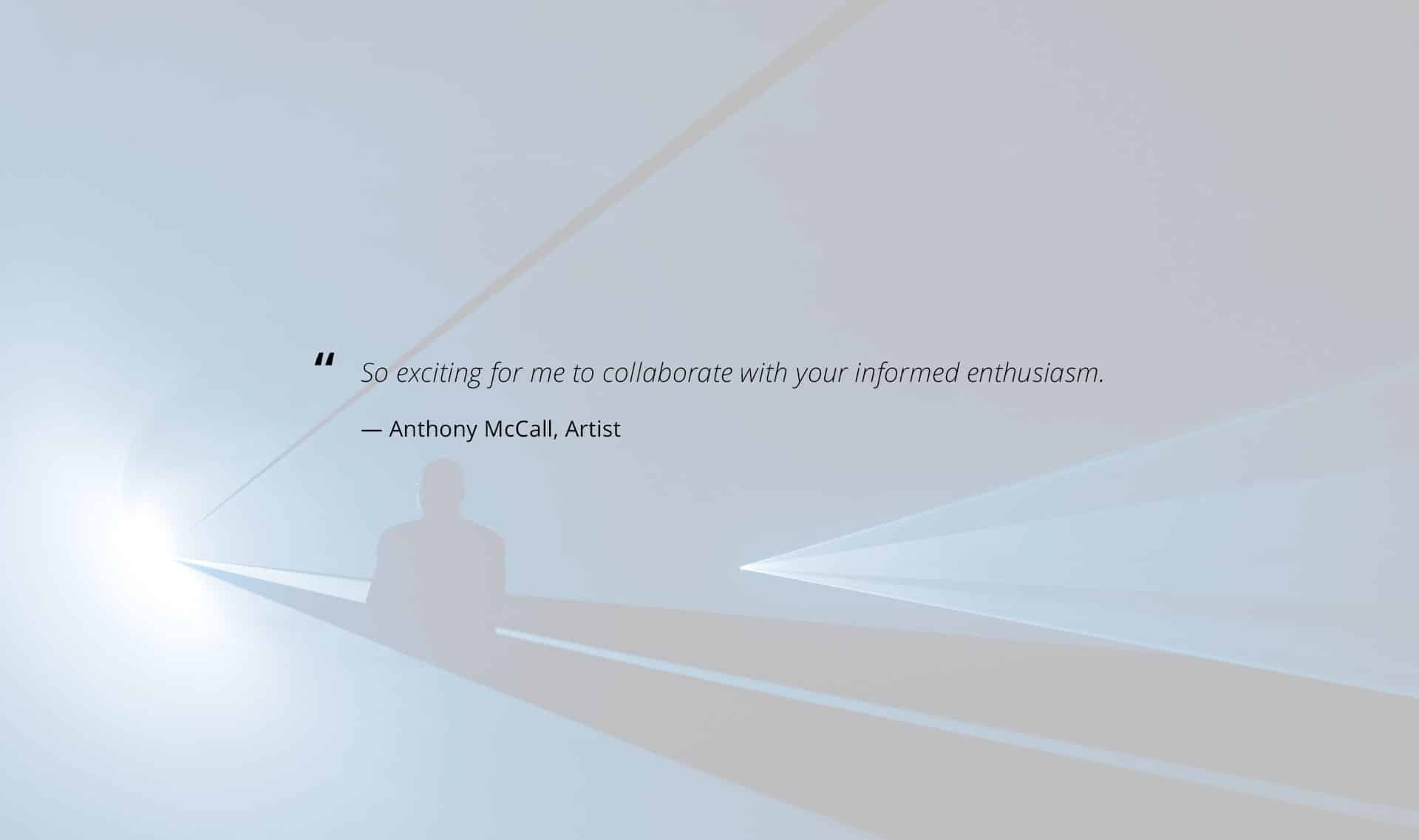 Testimonial about OVI from Anthony McCall, an artist. Testimonial about OVI from Anthony McCall, an artist.